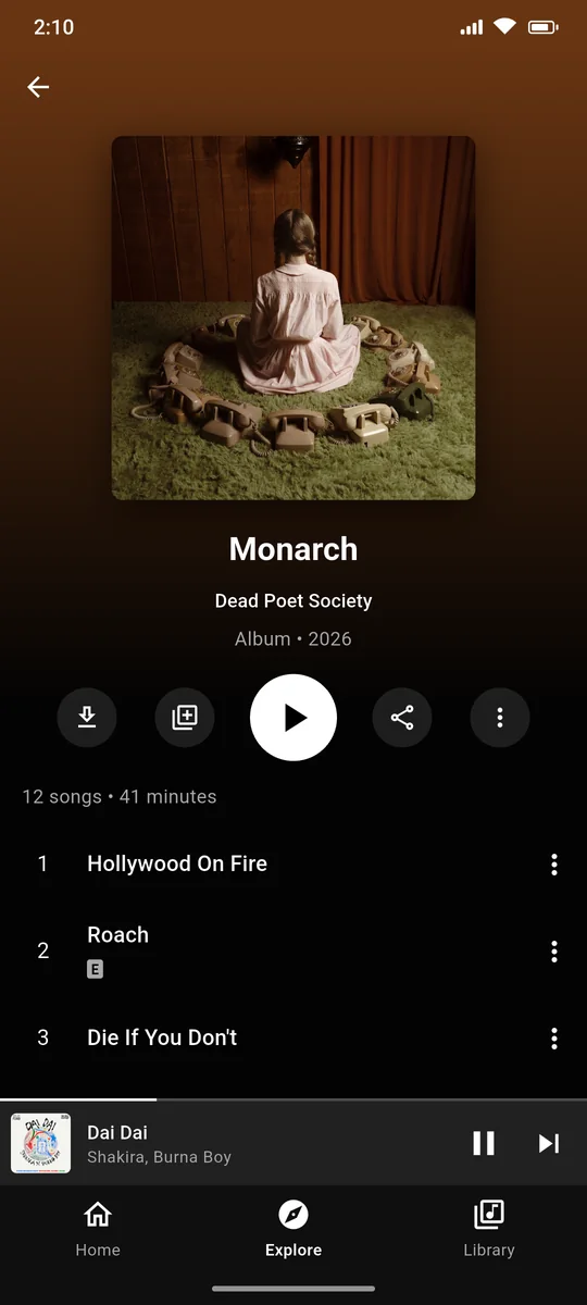 Albums: Play, shuffle, save or download