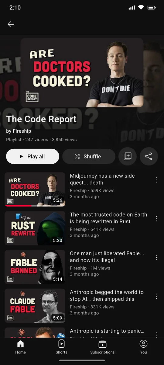 Playlists: Play all, shuffle or save to your library