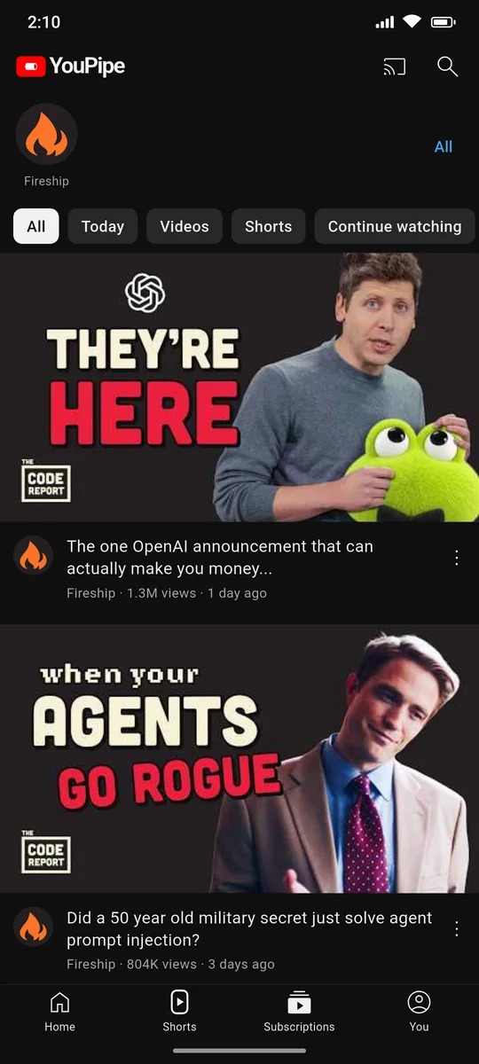 Subscriptions: New uploads, no account needed